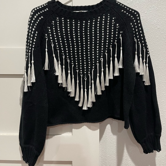 Tassel fringe knit crop sweater - Picture 2 of 3